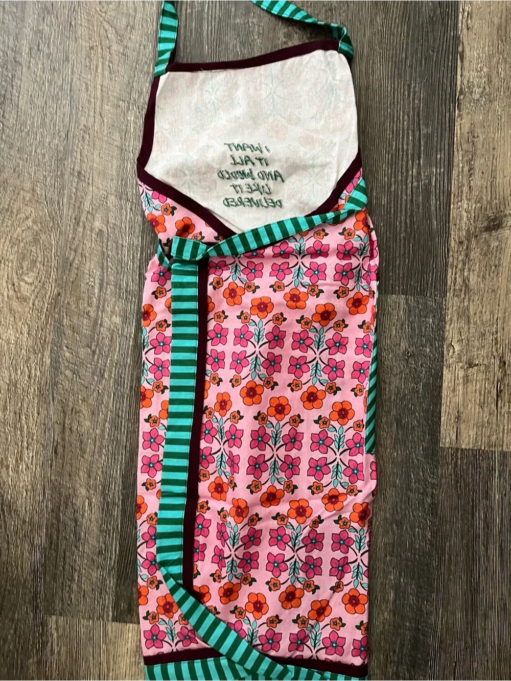 Furbish Studio Cheeky Apron. Whimsical bright, stripes, flowers prints! New!